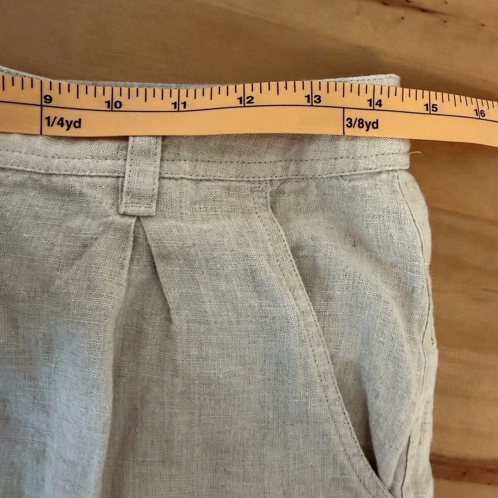 Sundance Womens 100% Linen Pants Size 4 Beige Cropped Wide Leg Pleated Front - Picture 7 of 11